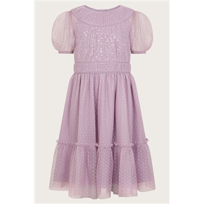 Monsoon Pueple Darcy Sequin Gathered Dress