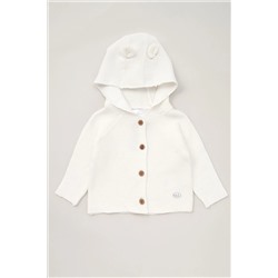 Rock-A-Bye Baby Boutique Hooded Bear Cotton Knit White Cardigan