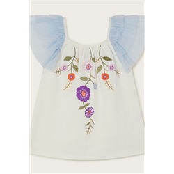 Monsoon Blue Embroidered Floral Top