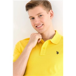 Мужская темно-желтая базовая футболка с воротником-поло Неожиданная скидка в корзине
