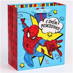 Пакет подарочный "С Днем рождения" 23х27х11.5 см, упаковка, Человек-паук