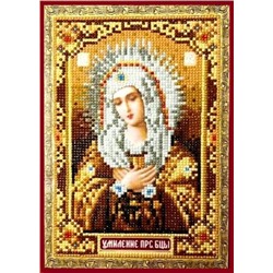 Алмазная мозаика/ подрамник/ частичная выкладка/ 20х30 см/ арт.Q026 Икона Умиление Божией Матери
