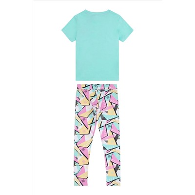 Elle Junior Girls Blue Geo T-Shirt and Leggings Set