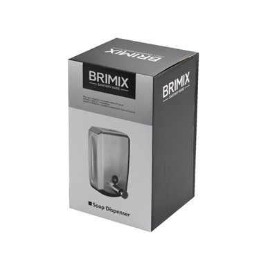 BRIMIX - Дозатор жидкого мыла настенный, металлический, с глазком, из нержавеющей стали марки 201, на 800 мл, сатин  ( 644)