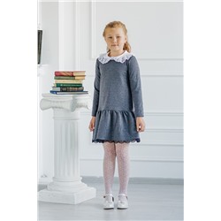 Платье детское школьное из милано серое с кружевом Dress Code
