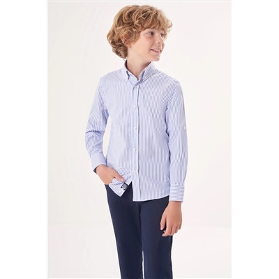 Детская рубашка стандартного кроя с длинными рукавами для мальчиков, синяя GM23Y231161_D35