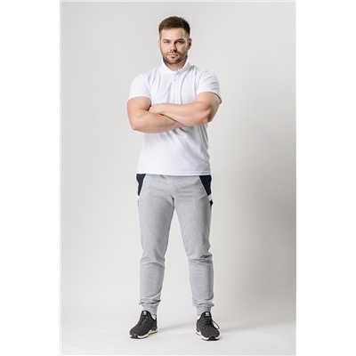 Спортивные брюки М-1221: Серый меланж / Тёмно-синий