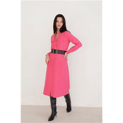 11296 Платье-рубашка с английским воротником розовое