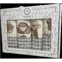 Набор вафельных полотенец NILTEKS MULTI COFFEE 4 пр р-р 50х70