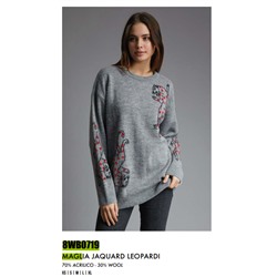 8WB0719 MAGLIA JACQUARD LEOPARDI