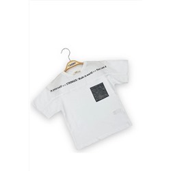 Кожаная футболка из прочного хлопка с карманами для мальчика 23YTSHE1298