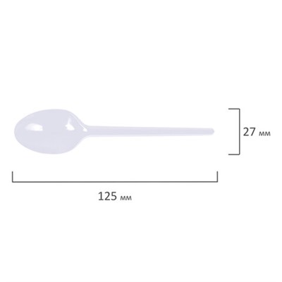 Ложка чайная одноразовая пластиковая 125 мм, белая, КОМПЛЕКТ 100 шт., СТАНДАРТ, LAIMA, 603081
