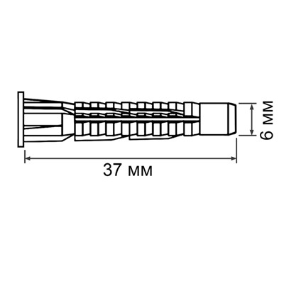 Дюбель "ТУНДРА krep", универсальный, полипропиленовый, 6x37 мм, 25 шт