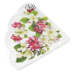 Салфетки бумажные "Art Bouquet Rondo" д32см, 3-х слойные, 12 штук в упаковке, 100% целлюлоза, "Яблоневый цветок" (Россия)