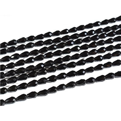 Бусины для рукоделия из оникса черного капля гр.6*9мм, 39см, 43 бусины