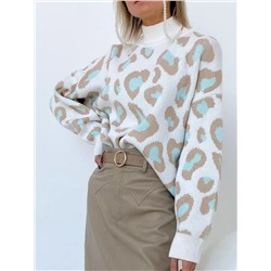Стильный женский свитер с леопардовым принтом Тренд 2022 года  экспорт