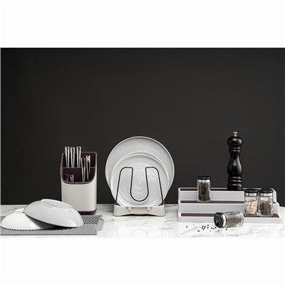 Органайзер для посуды Ronja, 26,8х20,5 см, светло-серый/темно-сливовый