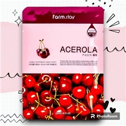 FarmStay Маска-салфетка ВИШНЯ, Visible Difference Mask Sheet Acerola, 23мл