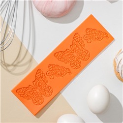 Коврик для айсинга Доляна «Бабочки», силикон, 19×6 см, цвет оранжевый