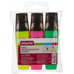 Набор текстовыделителей 3цв Colored 1-5мм 958581 Attache