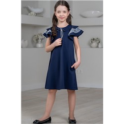 Школьное платье для девочки с рукавами крылышками ШП-2301-14