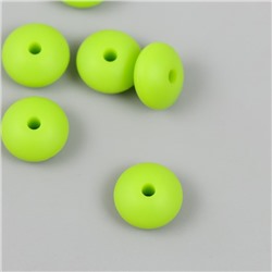 Бусина силикон "Сплющенная" флуоресцентно-зелёная d=1,2 см