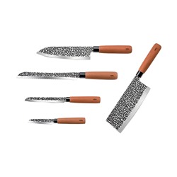 LR05-13 LARA Набор ножей 6 предметов, подставка/ножи:универ./сантоку/д.овощей/д.хлеба/топорик 3CR14