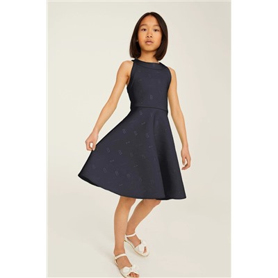 Baker by Ted Baker Navy Halter Neck Embossed Scuba Dress