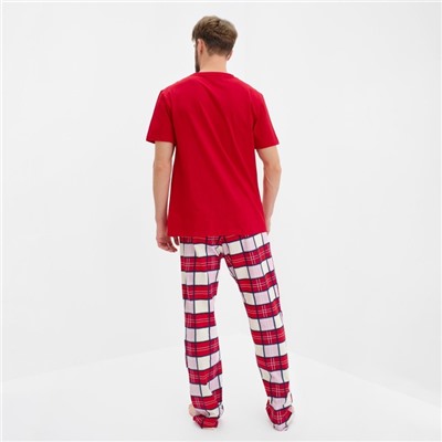 Пижама новогодняя мужская KAFTAN "Bear", цвет красный, размер 48