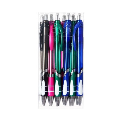 Ручка шариковая со стираемыми чернилами, линия 0,8 мм, автоматическая, стержень синий, корпус тонированный с резиновым держателем