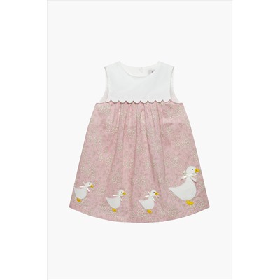 Trotters London Floral Pink Little Capel Cotton Duck Dress