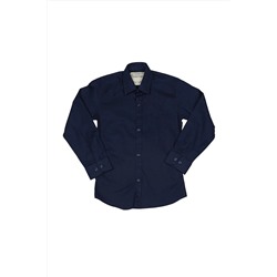 N9129-lac Классическая рубашка для мальчика из лайкры с длинными рукавами, темно-синяя