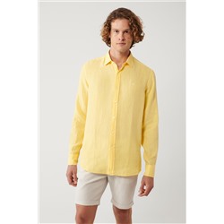 Желтая рубашка из 100% льна